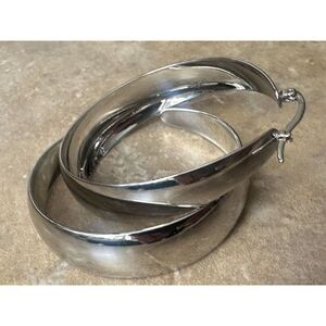 925 Sterling Silver Thick Large Hoop Earrings 15 gr